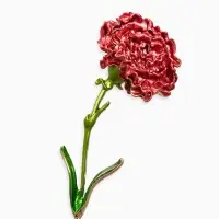 Брошь "Цветок гвоздики", цвет красно-зелёный в золоте