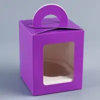 Коробка для 1 капкейк с окном, сиреневая, 9.2&times;9.2&times;11.1 см