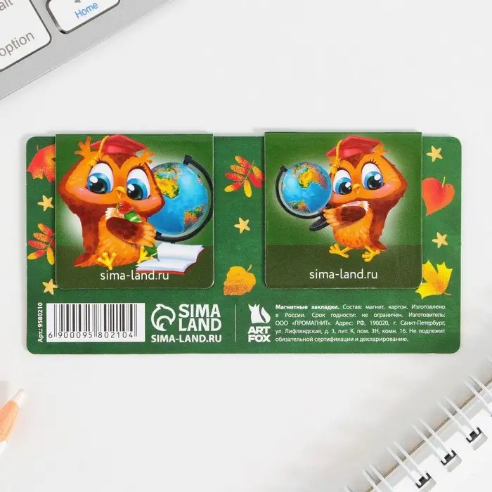 Закладки магнитные для книг, 2 шт &laquo;Школа&raquo;