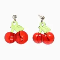 Серьги "Вишня" объемная, цвет красно-зелёный в золоте