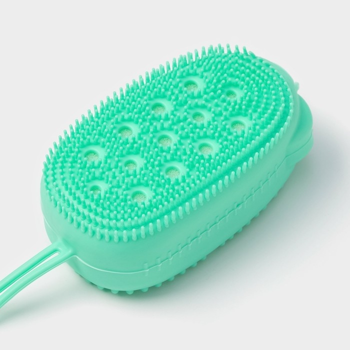 Щётка силиконовая для тела с поролоном Доляна &laquo;Мышонок&raquo;, цвет зелёный