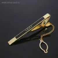 Зажим для галстука стальной &laquo;Классический&raquo; квадраты с эмалью, цвет чёрный в золоте