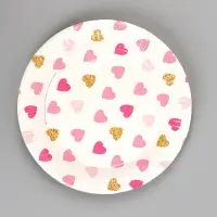 Тарелка одноразовая бумажная "Сердца"