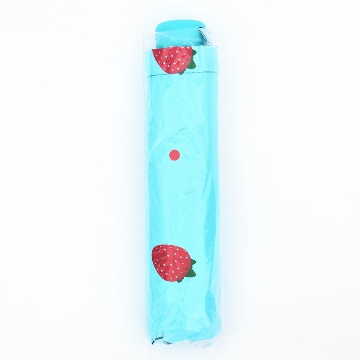 Зонт механический &laquo;Ягоды&raquo;, эпонж, 4 сложения, 8 спиц, R = 49/55 см, D = 110 см, цвет голубой