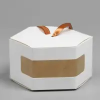 Коробка шестигранная, с окном, белый, 20&times;12&times;7 см