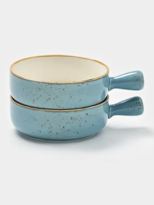 Кокотницы Magistro &laquo;Церера&raquo;, набор 2 шт., 500 мл, d=15 см, фарфор, голубые