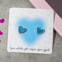 Серьги с эмалью &laquo;Сердце&raquo; мультик, цвет синий в золоте