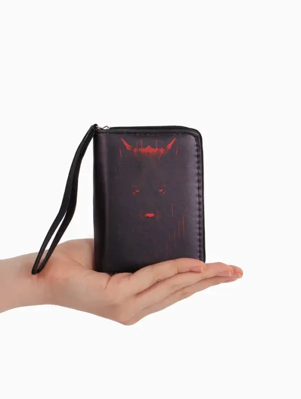 Кошелек дет 07-01-01 Июнь2529 волк, 12*1,5*9 см, 2 отд+отд/молн, д/карт, черный