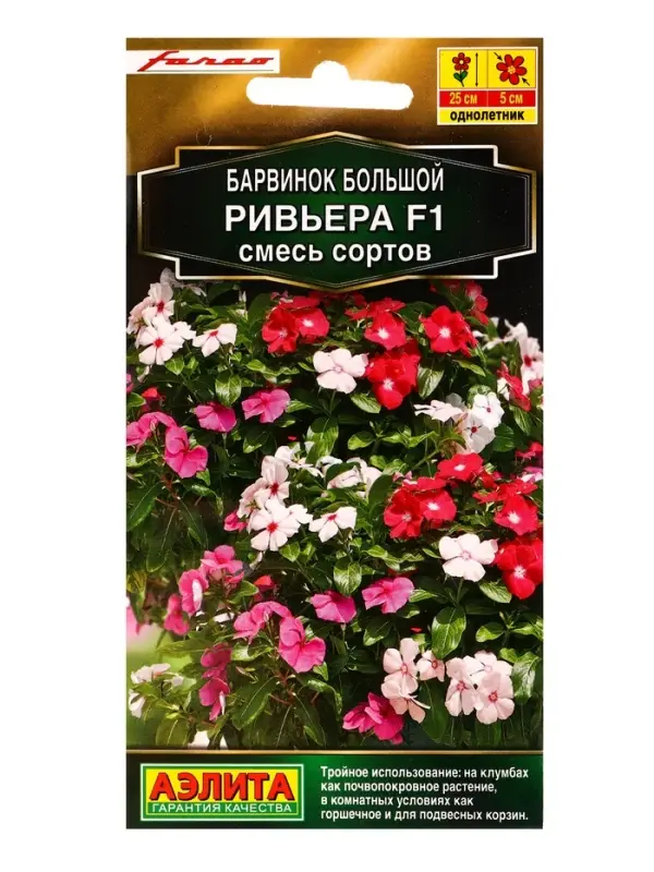 Семена цветов Барвинок Ривьера F1, смесь сортов  С. Farao Золотая серия, Ц/П,5 шт.