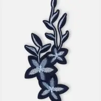 Термоаппликация &laquo;Цветы&raquo;, 20&times;9 см, серая, синяя