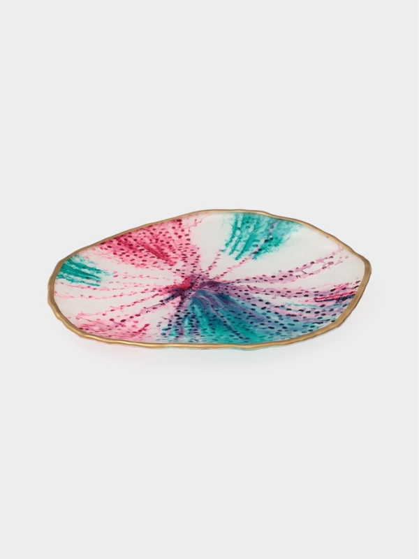 Тарелка обеденная "Magro" 24 см, цвет бирюзово-розовый