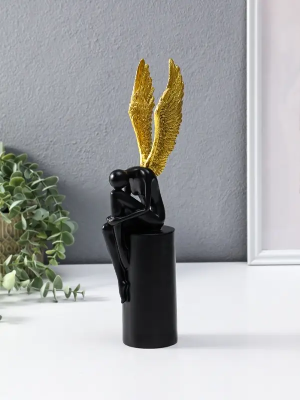 Сувенир полистоун "Ангел" чёрный с золотом 6х8,3х31 см