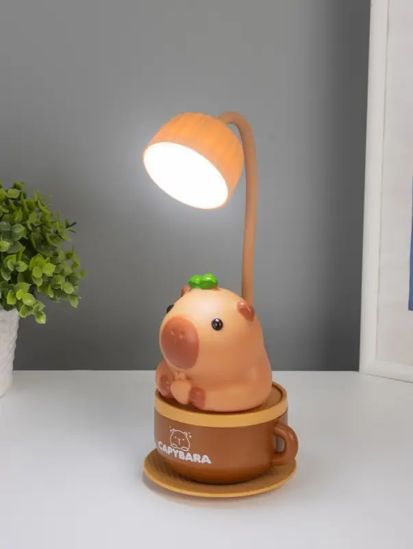 Ночник "Капибара в чашке" 8хLED 3Вт 5V USB АКБ 2 режима 9,5х9,5х28,5 см