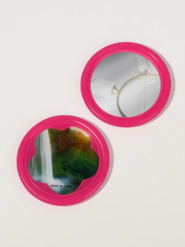 Зеркало карманное, с рамкой под фотографию, d = 6,5 см, фасовка 20 шт, рисунок МИКС