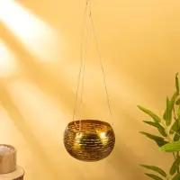 Подсвечник подвесной из кокоса, 14х14х10 см, цв. чёрно-золотой