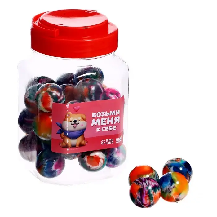 Мяч каучуковый, попрыгунчик &laquo;Возьми меня к себе&raquo;, в банке, цвета МИКС, 30 шт