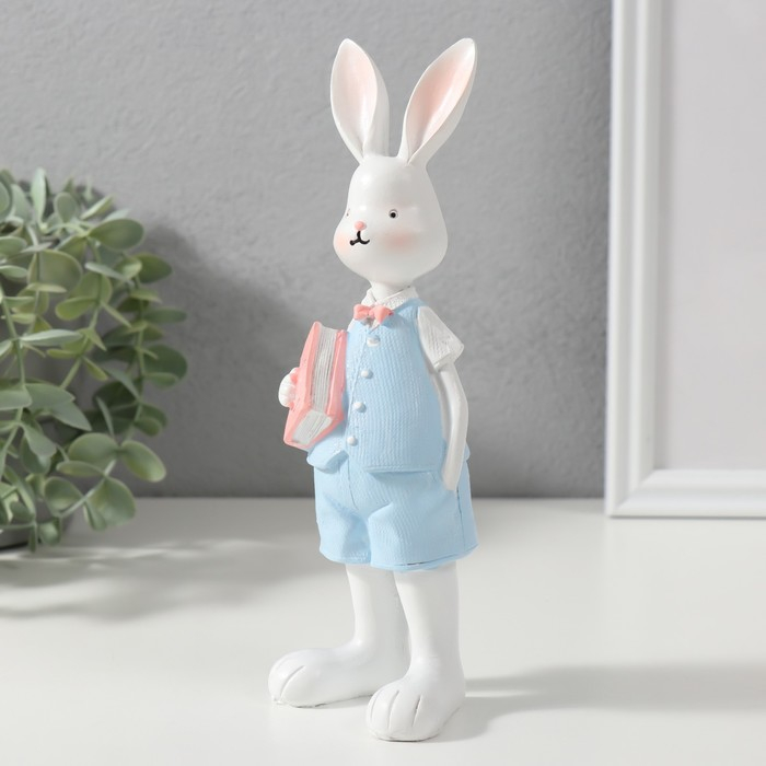 Сувенир полистоун "Зайка в бежевом платье/Заяц в шортах и жилетке" МИКС 19,5х4,5х6,5 см