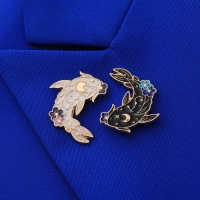 Набор значков (2 шт.) &laquo;Япония&raquo; карпы, цветной в золоте