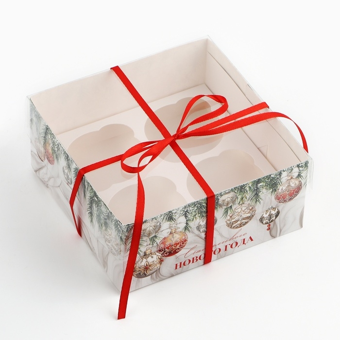 Коробка для капкейка &laquo;Счастливого Нового года!&raquo;, 16 х 16 х 7.5 см, Новый год