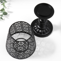 Подсвечник металл на 1 свечу "Абажур с цветами" чёрный 23х11х11 см