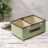 Короб стеллажный для хранения с двойной крышкой &laquo;Тэри&raquo;, 36&times;25&times;16 см, цвет зелёный