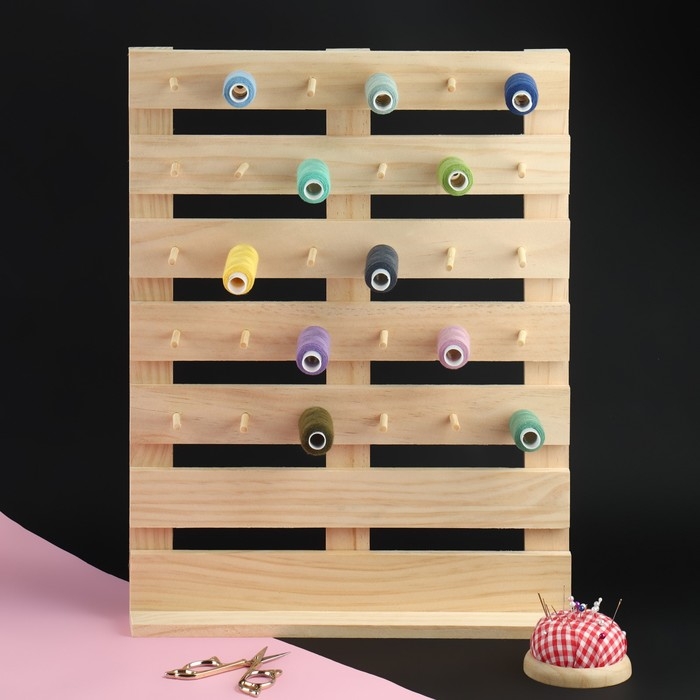 Органайзер-стойка для ниток, настенная/настольная, с креплениями, 40 &times; 30 &times; 5 см