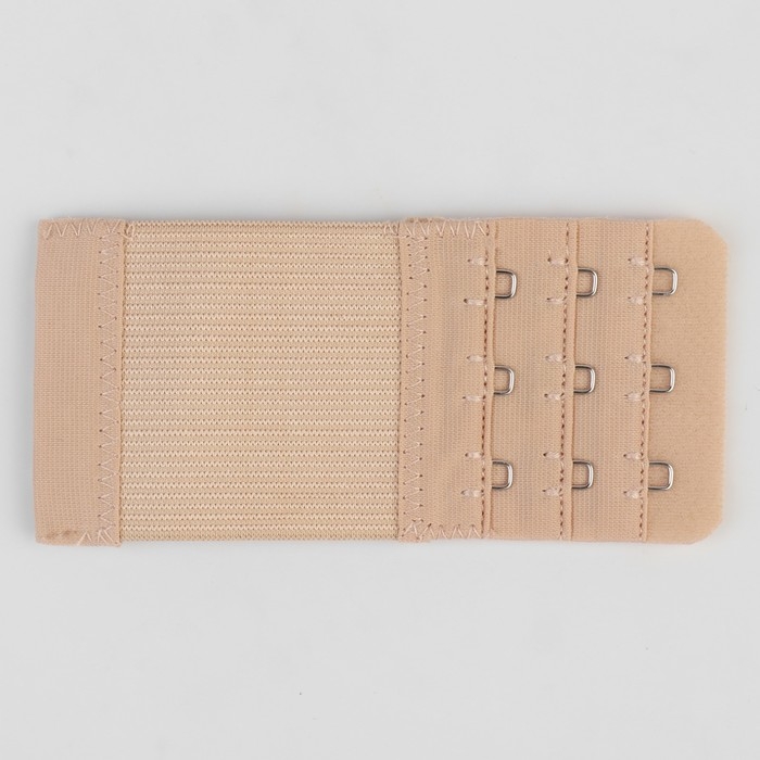 Застёжка-удлинитель для бюстгальтера, 3 ряда 3 крючка, 5 &times; 10,5 см, 3 шт, цвет бежевый