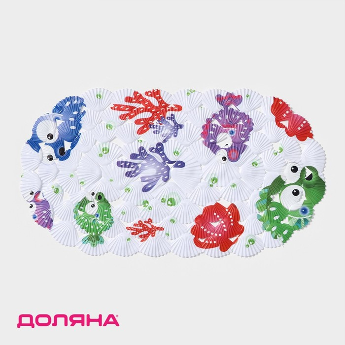 Коврик противоскользящий в ванну на присосках Доляна &laquo;Рыбка-шар&raquo;, 39&times;69 см