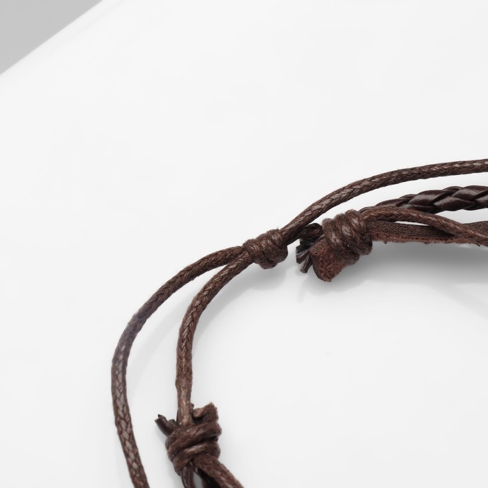 Браслет кожа &laquo;Хиппи&raquo; бусина, цвет коричневый, d=6 см