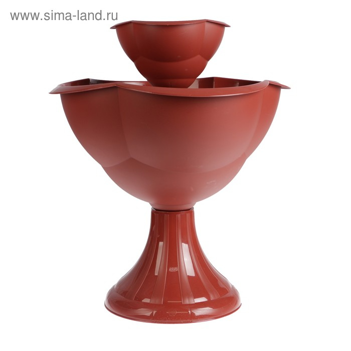 Клумба пластиковая, 2 яруса, d = 27&ndash;55 см, h = 60 см, коричневая, &laquo;Водопад&raquo;