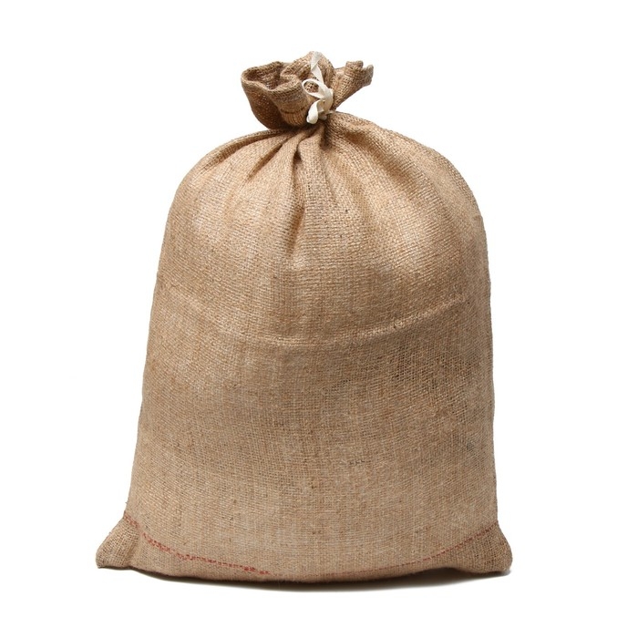 Мешок джутовый, 50 &times; 69 см, плотность 260 г/м&sup2;, плетение 46 &times; 34 нити, с завязками