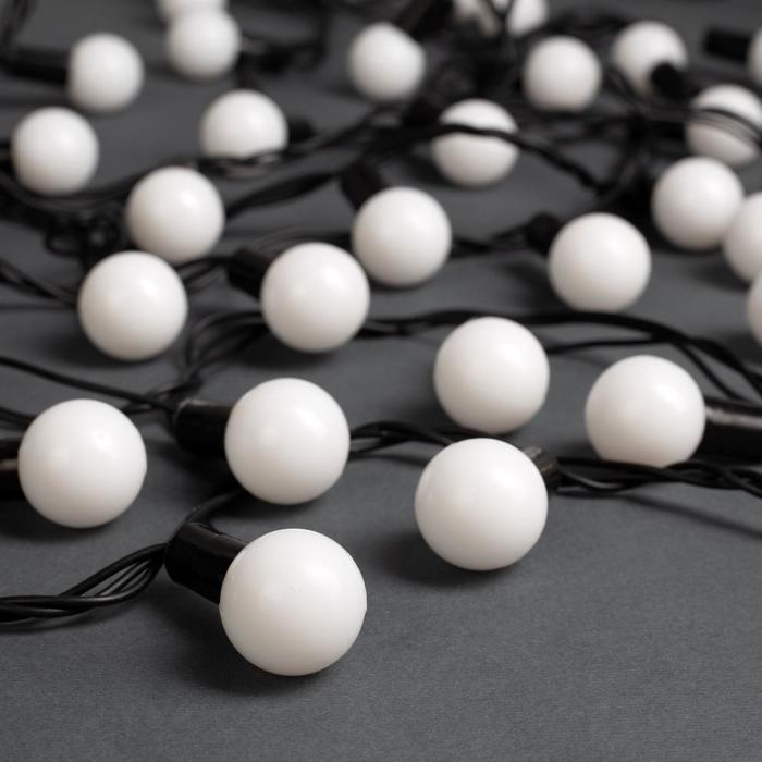 Гирлянда &laquo;Нить&raquo; 10 м с насадками &laquo;Шарики 2.5 см&raquo;, IP44, тёмная нить, 100 LED, свечение белое, 8 режимов, 220 В