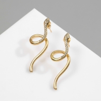 Новый год! Символ года 2025! Серьги со стразами &laquo;Змейка&raquo; спираль мини, цвет белый в золоте