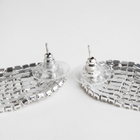 Серьги висячие со стразами &laquo;Лёд&raquo; полукруг, цвет белый в серебре