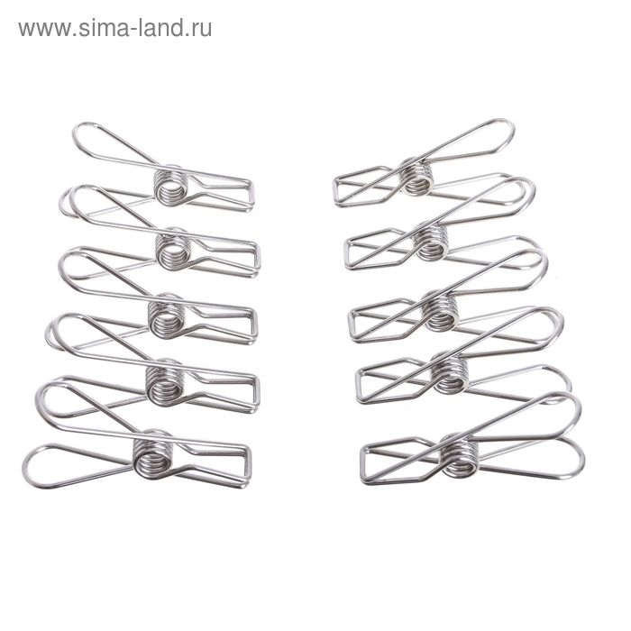 Прищепки из нержавеющей стали (набор 10 шт.), 6&times;1,5&times;2, цвет хром