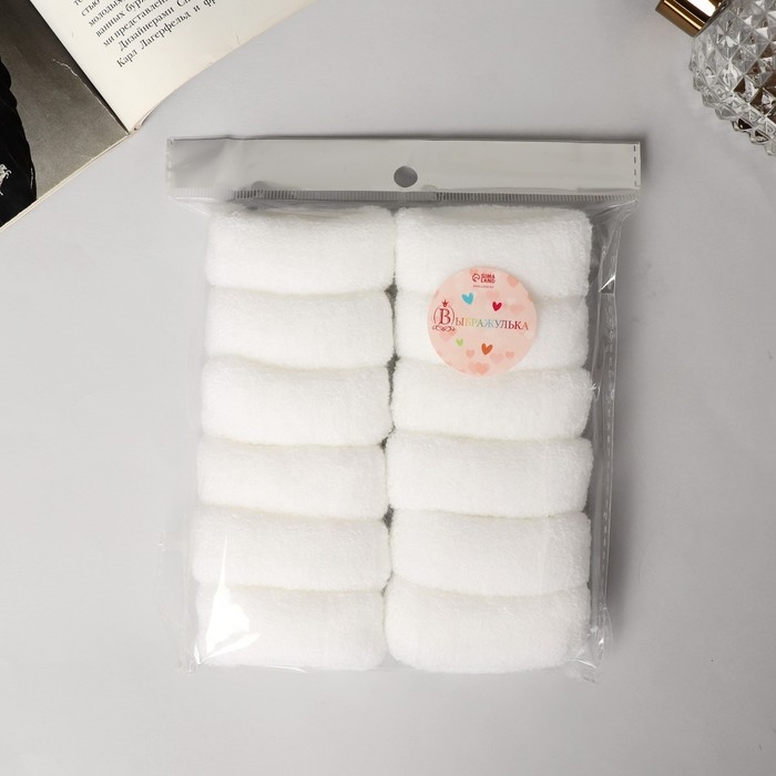 Резинка для волос "Махрушка" (набор 12 шт) широкая классика, 7х2 см, белый