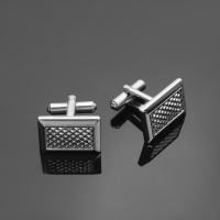 Запонки нержавеющая сталь &laquo;Прямоугольник&raquo; с точечным нанесением, цвет серебро