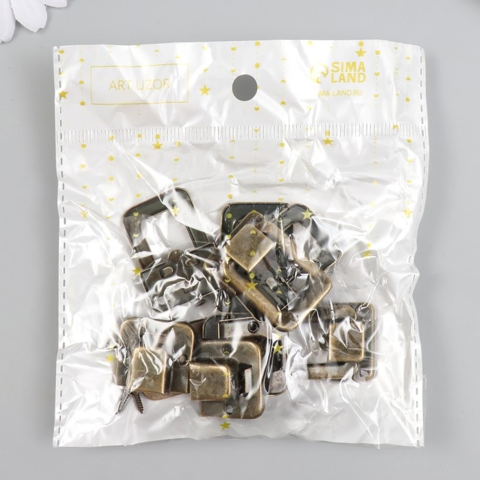 Замок металл для шкатулки бронза + гвозд. набор 5 шт 3,6х2,5 см