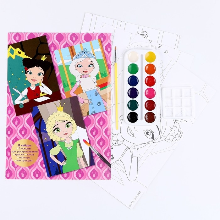 Раскраска в технике скетчинг &laquo;Царевны&raquo; &laquo;Царевны Даша, Алёнка и Василиса&raquo;