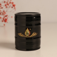 Копилка керамика "Нефть - чёрное золото!" чёрная 6,5х6,5х9 см