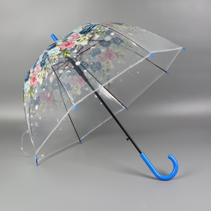 Зонт - трость полуавтоматический &laquo;Цветы&raquo;, 8 спиц, R = 40/58 см, D = 116 см, цвет МИКС