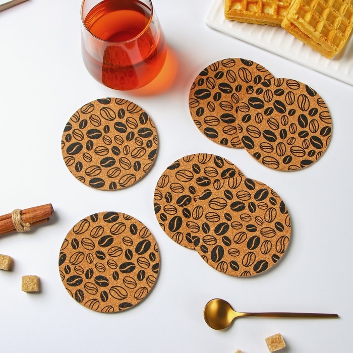 Набор подставок под горячее Доляна &laquo;Кофе&raquo;, 6 шт, d=10 см