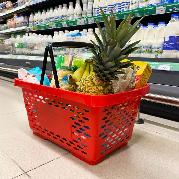 Корзина покупательская пластиковая 28 л, цвет красный