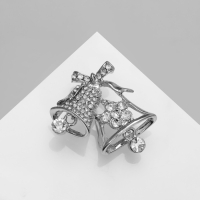 Брошь &laquo;Колокольчики&raquo;, цвет белый в серебре