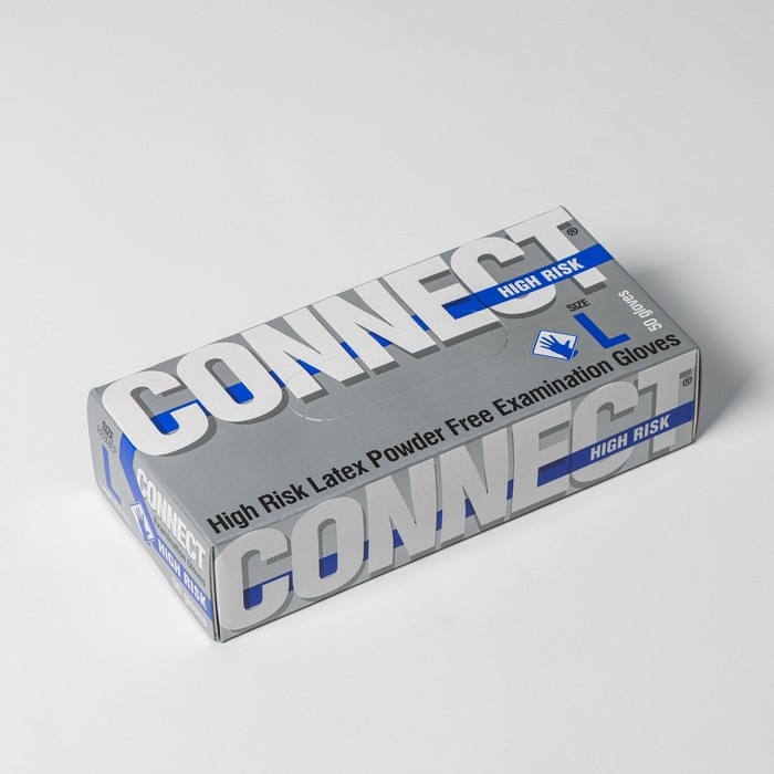 Перчатки латексные High Risk, смотровые, нестерильные, размер L, 50 шт/уп (25 пар), синие