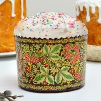 Форма бумажная для кулича Деко-про &laquo;Хохлома&raquo;, 13.4&times;10 см, МИКС