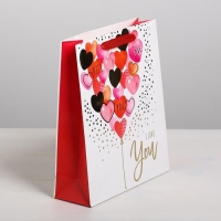 Пакет подарочный ламинированный вертикальный, упаковка, &laquo;I love you&raquo; с тиснением, ML 23 x 27 х 11,5 см