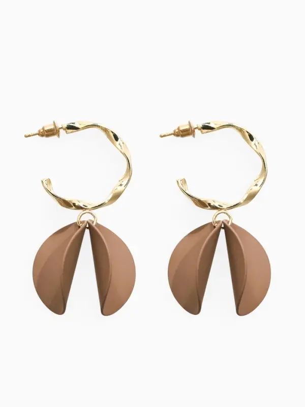 Серьги "Лепесточки на кольце", цвет коричневый в золоте