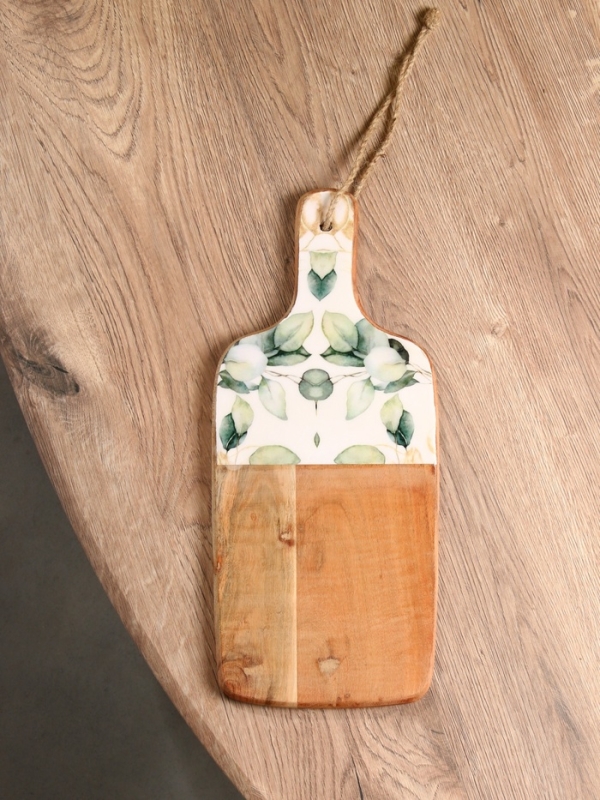 Доска разделочная прямоугольная "Листья" дерево манго 41х18 см