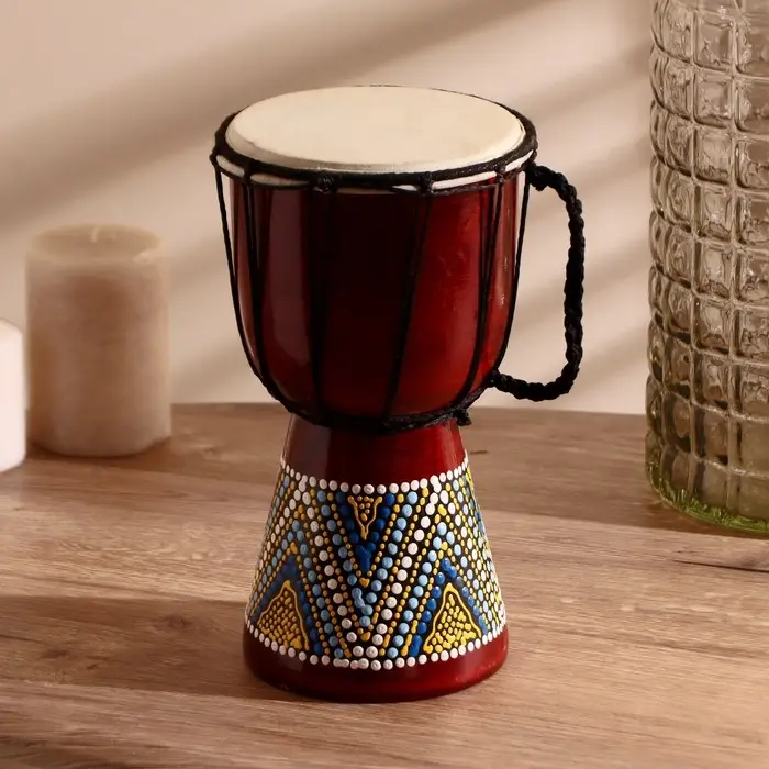 Сувенирный музыкальный инструмент "Барабан Джембе" 25х14х14 см МИКС